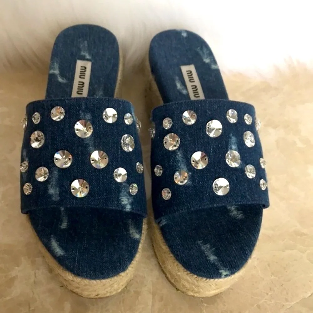 MIU MIU Swarovski crystals‎ platform shoes